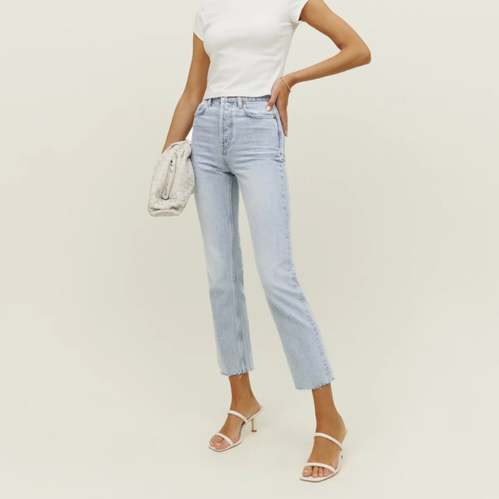 NWT Reformation Cynthia High Rise Straight Cropped Jeans 24 Tahoe